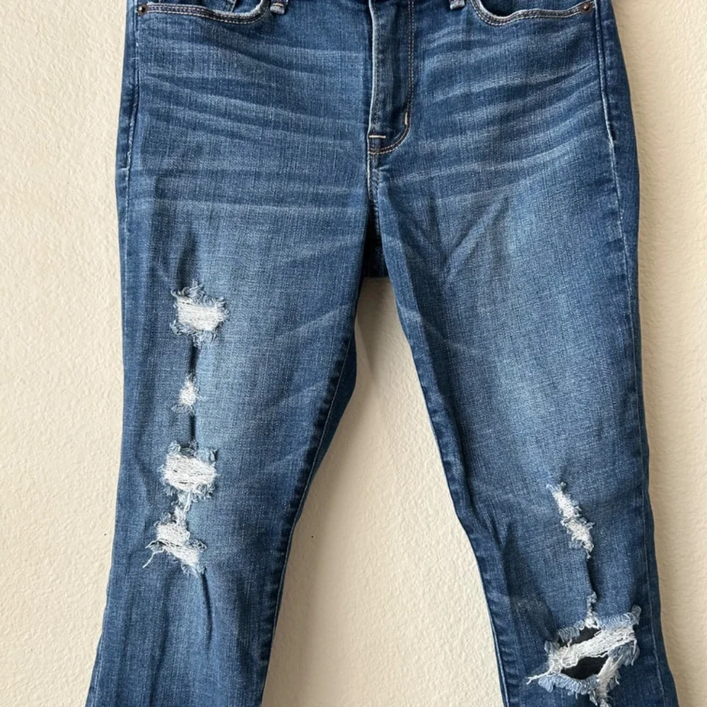 Abercrombie & Fitch Harper Ankle Jean Medium Indigo Distressed Size 24 Short OOs